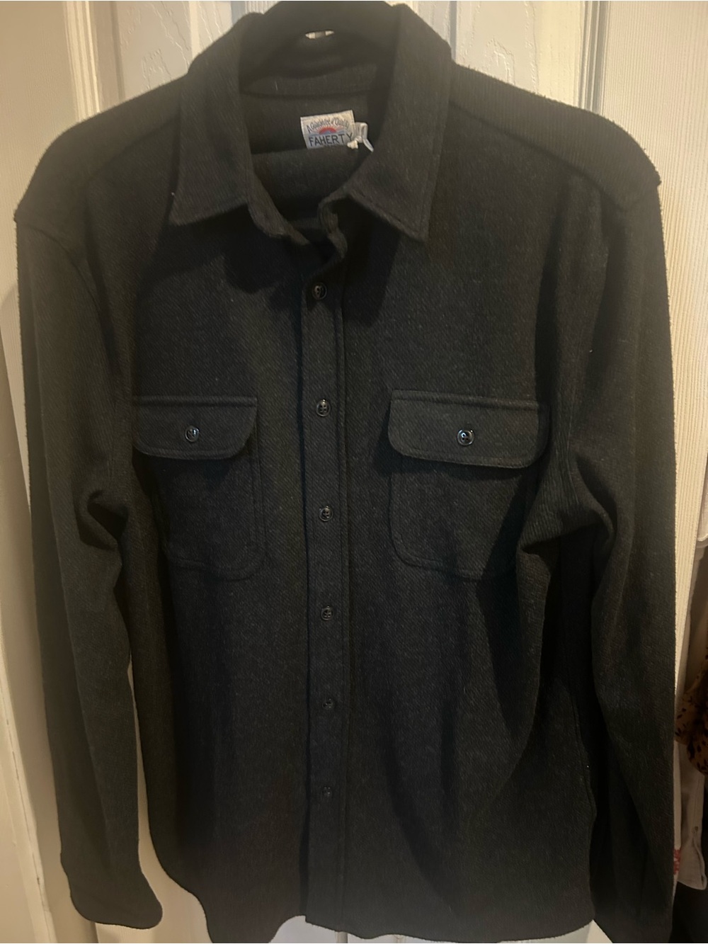 Faherty black long sleeve button down shirt